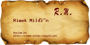 Rimek Milán névjegykártya